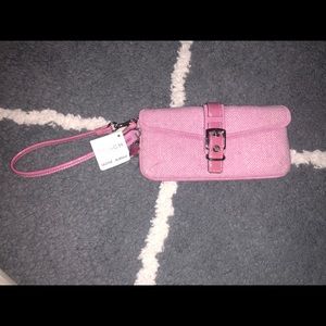 Coach Wristlet Tweed Herringbone Pink NWT